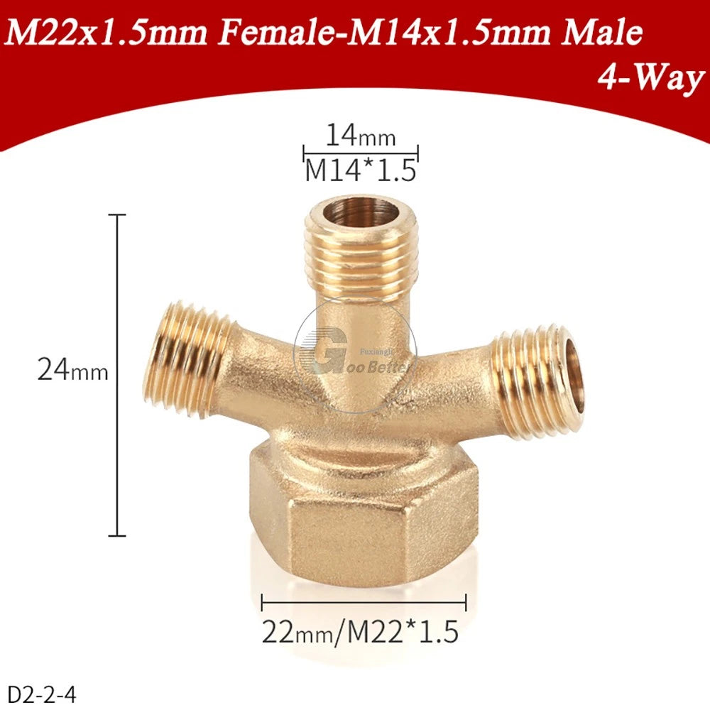 M14x1.5mm M22x1.5mm Brass Fittings — Elbow, Tee, Cross, Y-Piece & Adapter Sprayer Joints