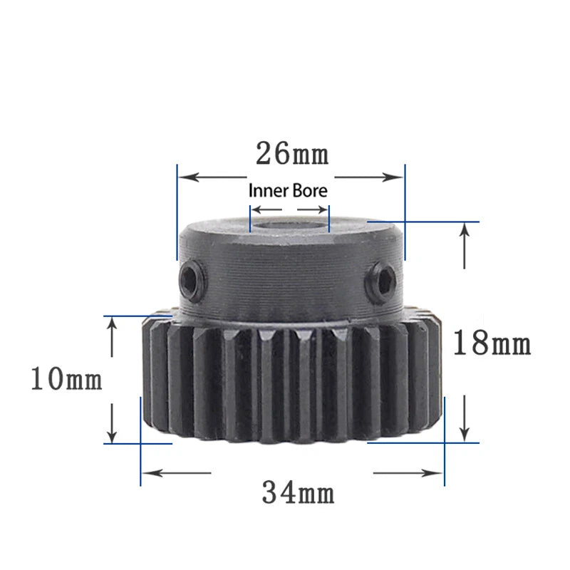 Mod 1 Steel 45# Spur Pinion Gear 10-39 Teeth Motor Gear 4-20mm Bore With Screw