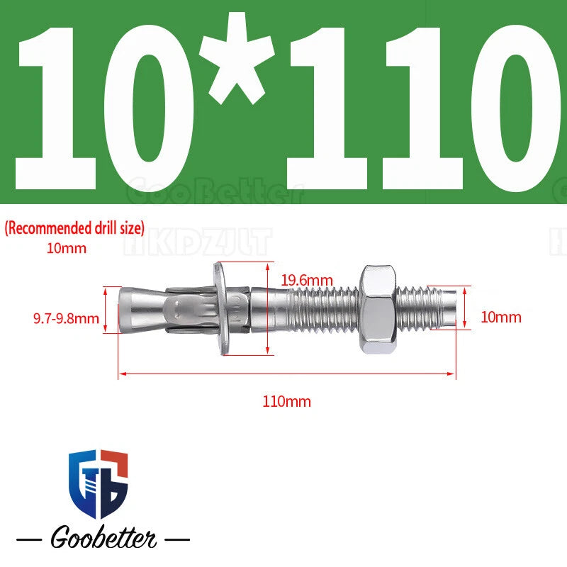 Stainless Steel Through Anchor Bolts — M6 M8 M10 M12 M16 Expansion Bolt