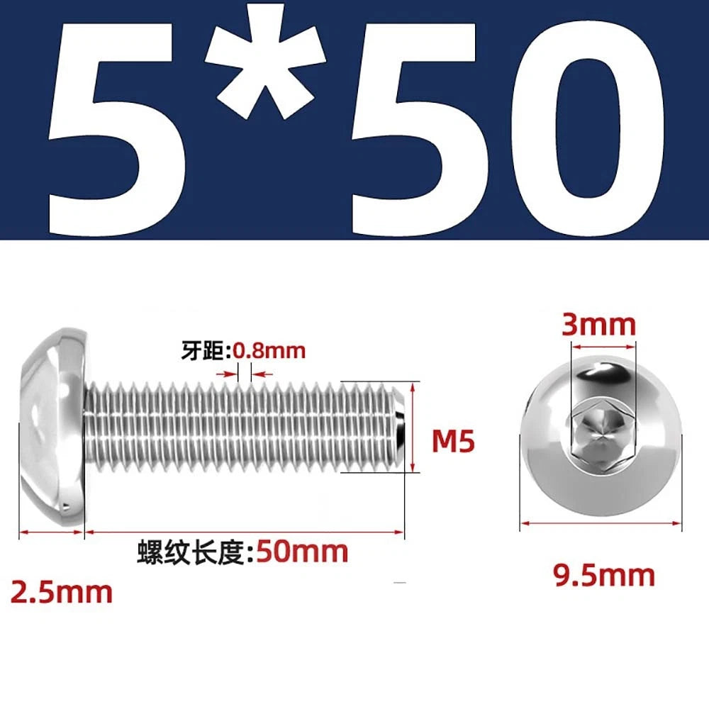 M1.6–M5 A2 Stainless Steel Button Head Socket Cap Screws – Round Pan Head, Hex Drive, Fully Threaded