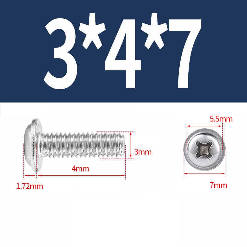 Phillips Flanged Pan Head Machine Screws – 304 / 316 Stainless Steel, Built‑in Washer (3–60mm Lengths)