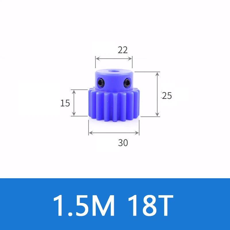 Blue Nylon Spur Gears 1/1.5/2/3Mod Transmission Gear 12-60T With Step Motor Gear