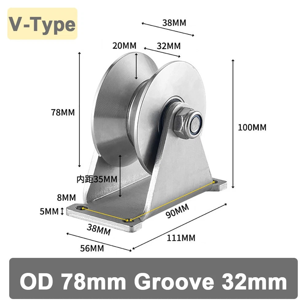 Stainless Steel Pulley U V H Groove Shape Roller Wheels Idler Pulley Wheel Large