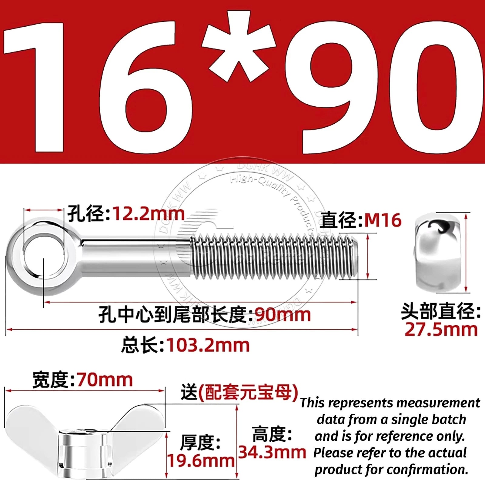 Eye Bolts with Nut — Forged Stainless Steel Threaded Ring Hanging Screws
