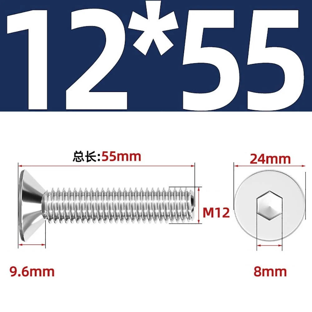 Countersunk Hex Socket Screws – A2 Stainless Steel, M2 to M16, DIN 7991, Fully Threaded