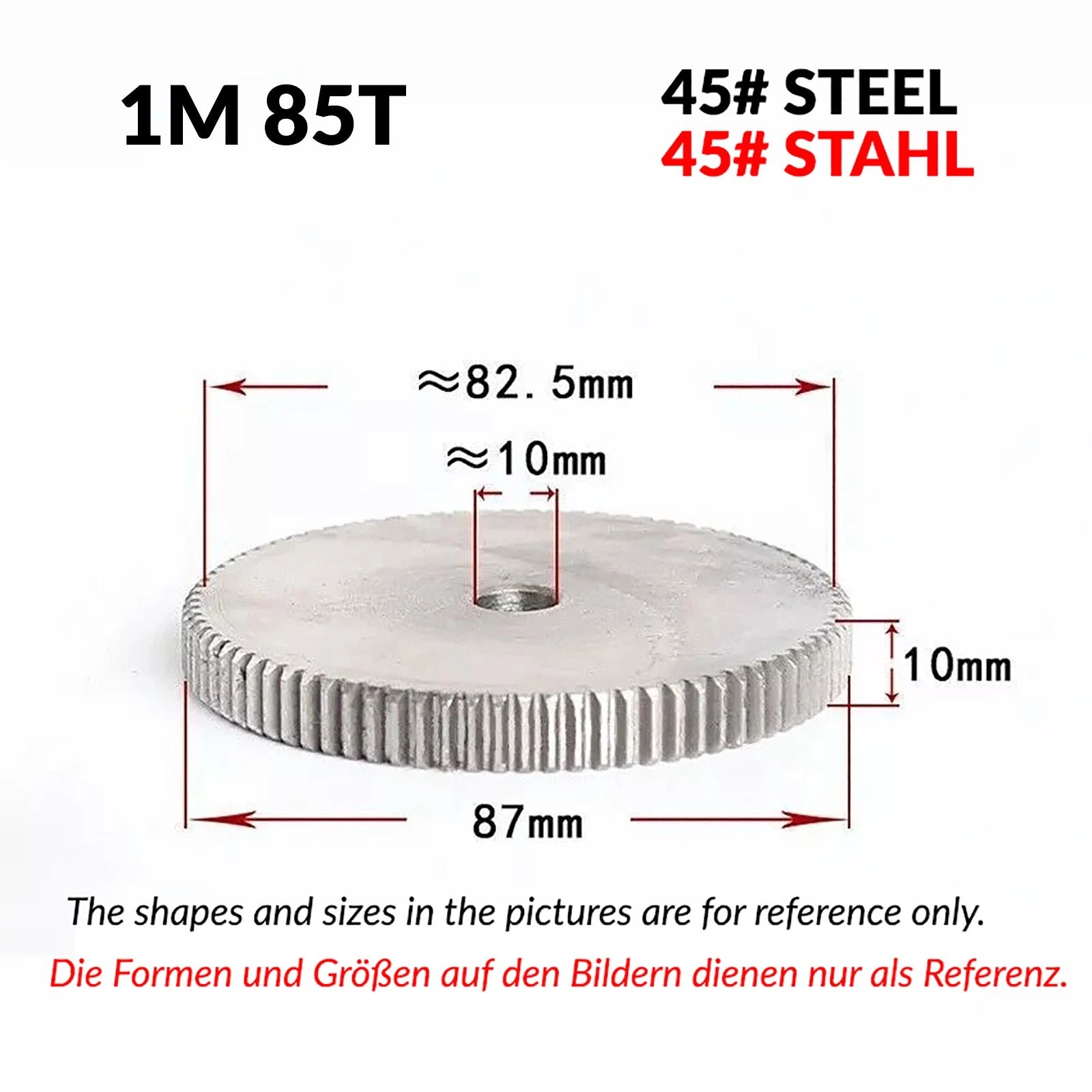 1/1.5/2 Mod 12T-150T Spur Gear 45# Steel Pinion Gear Thickn10-20mm Transmission