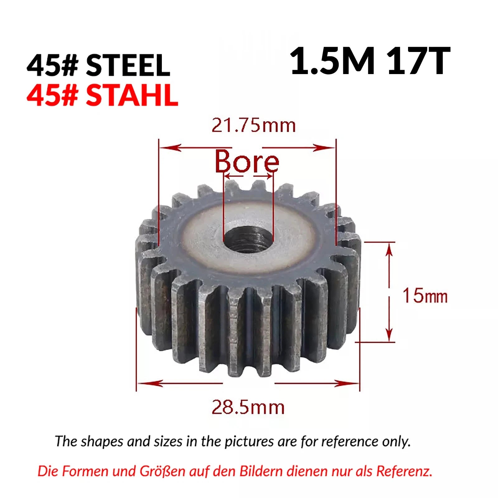 1/1.5/2 Mod 12T-150T Spur Gear 45# Steel Pinion Gear Thickn10-20mm Transmission