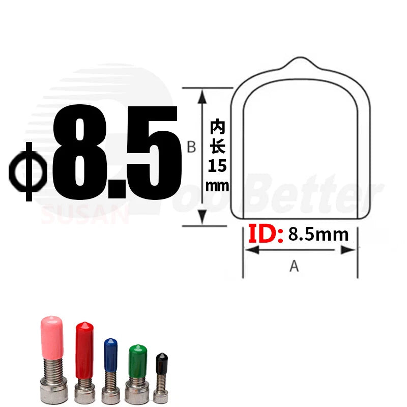 PVC End Caps for Screws, Bolts, Rods & Tubes – Thread Cover Protector, Cable Insulation Caps (1.3mm – 90mm, Black, 15-50mm Lengths)