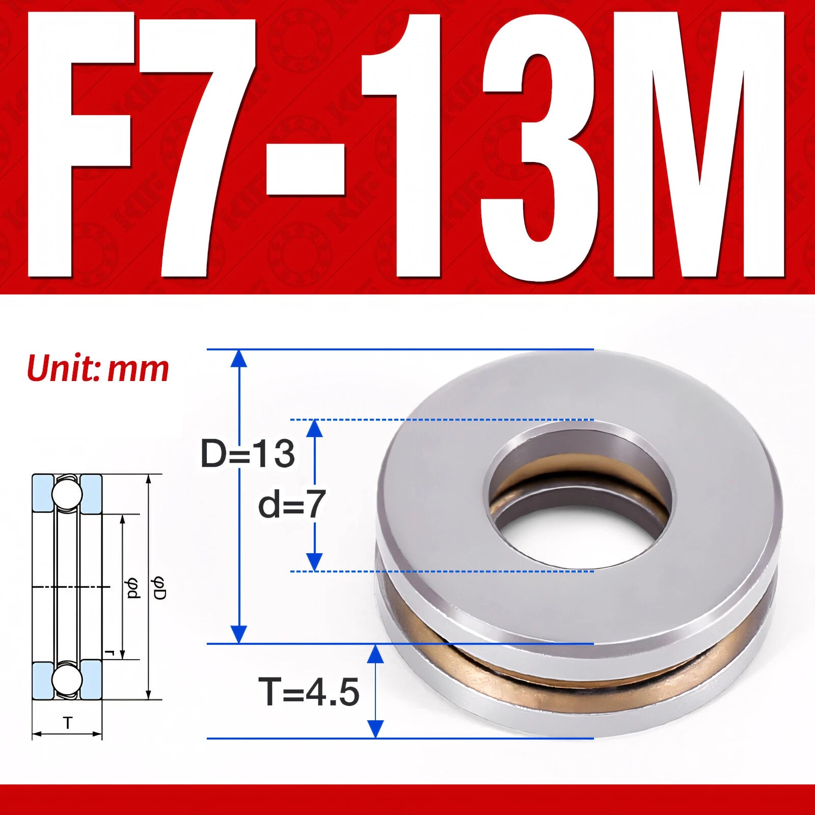 Plane Axial Ball Bearing Thrust Bearings F2-6M - F13-22M- 51100 - 51413 Series