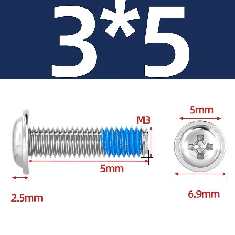 A2 Stainless Steel Phillips Flanged Button Head Machine Screws — M2 to M6, Built - In Washer Face - HomeDIYer