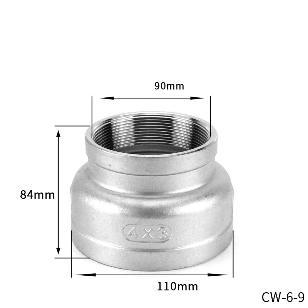 BSP Female Threaded Pipe Reducer Coupling — Stainless Steel A2, 1/2" to 4"