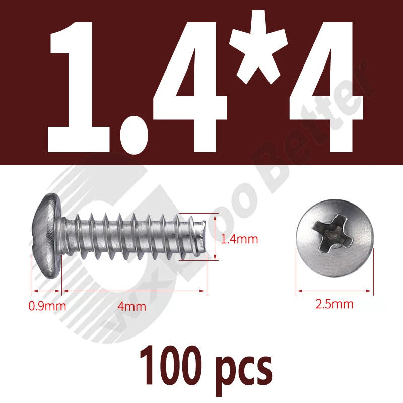 Pan Head Sheet Metal Screws Metric M1~M6 A2 Stainless Steel Sheet Metal Screws
