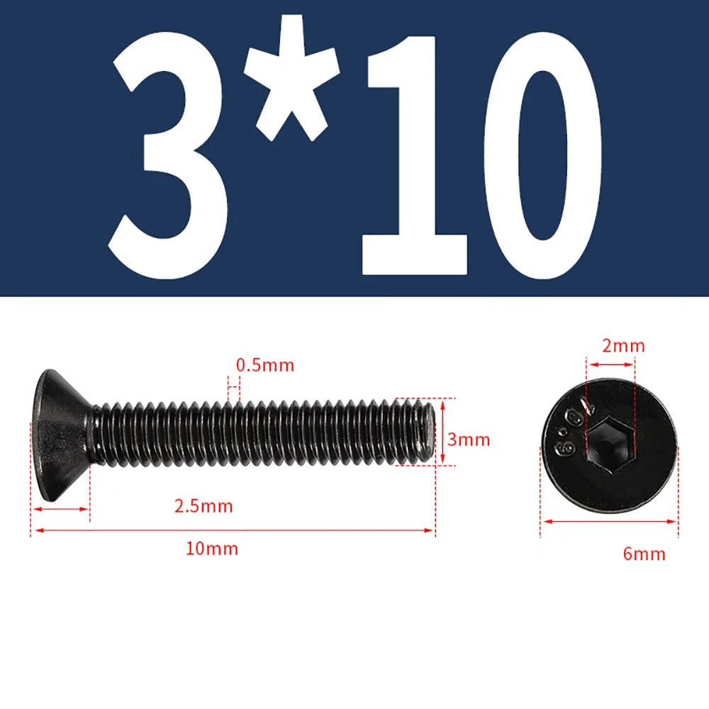 M2-M6 Countersunk Socket Head Cap Screws – Grade 10.9 Alloy Steel