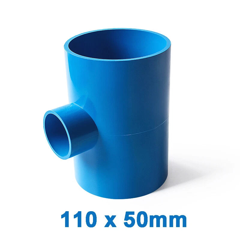 PVC Reducing Tee Pipe & Fittings Solvent Weld Pressure Adapter Connector Blue
