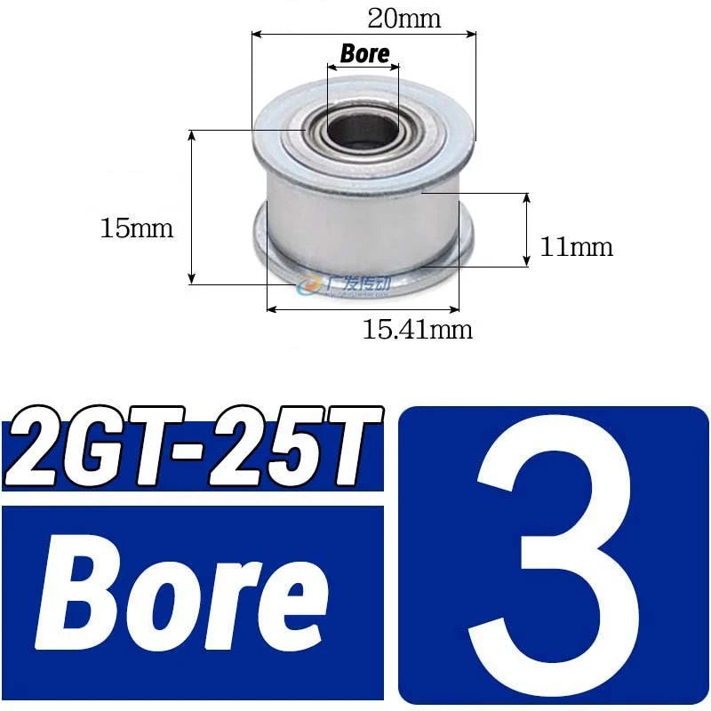 GT2 Timing Belt Pulley 16-100 Teeth 6-10mm Teeth Width Bore 3mm-25mm For 3D