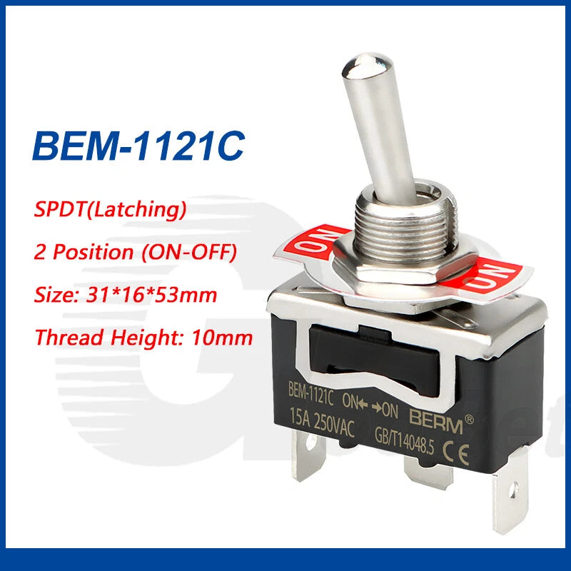 Toggle Switch SPST SPDT DPST DPDT 250V AC 15A — E-TEN & BEM Series with Waterproof Cover
