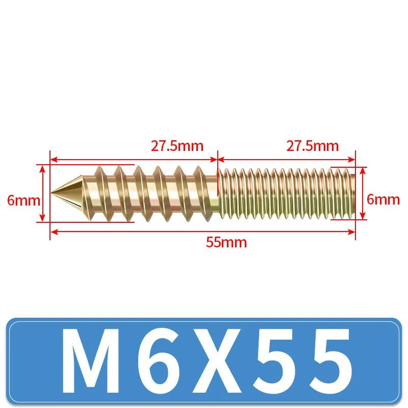M4 M5 M6 M8 M10 M12 WOOD TO METAL DOWELS DOUBLE ENDED THREADED FURNITURE SCREWS
