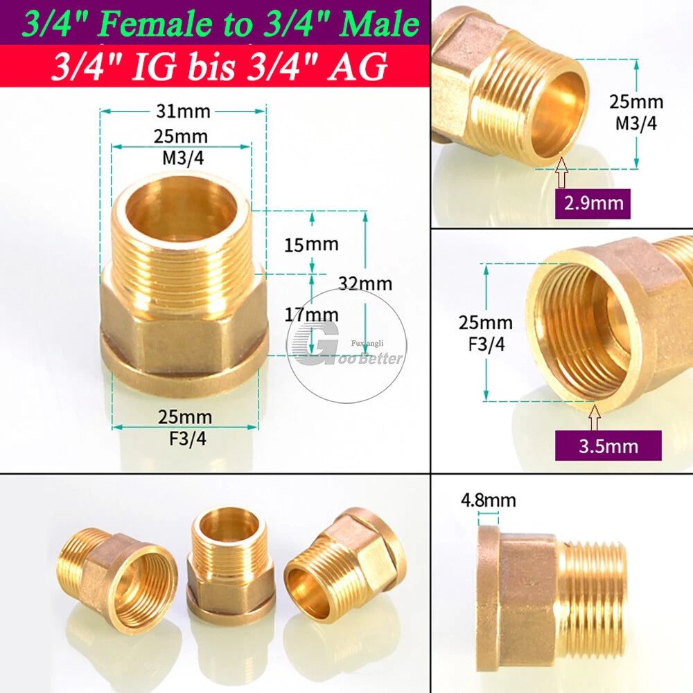 BSPT Reducing Adapter Fittings — Brass Female to Male, 1/8" to 2"