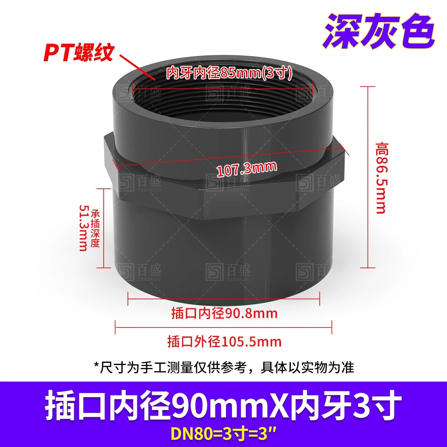 PVC Metric Plumbing Fittings Pipe Straight Threaded Male & Female Connector