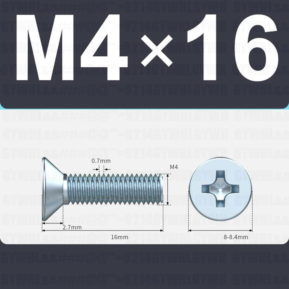M3–M12 Zinc Plated Phillips Countersunk Machine Screws DIN 965 | Flat Head Bolts