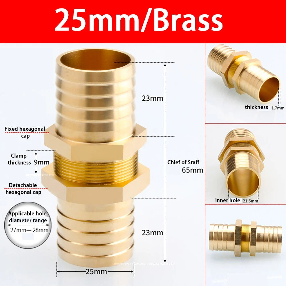 Copper Straight Hose Connector Double-Sided Female Thread