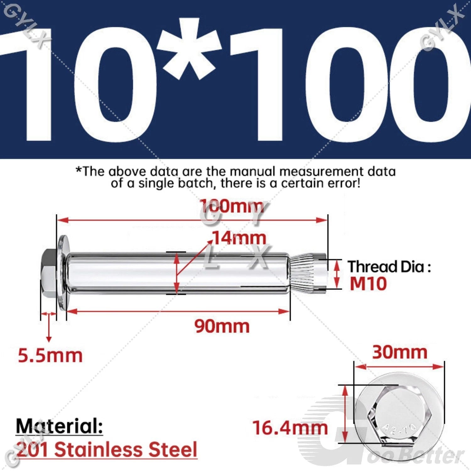 M6-M12 Stainless Steel Expansion Anchor Bolts for Concrete & Masonry