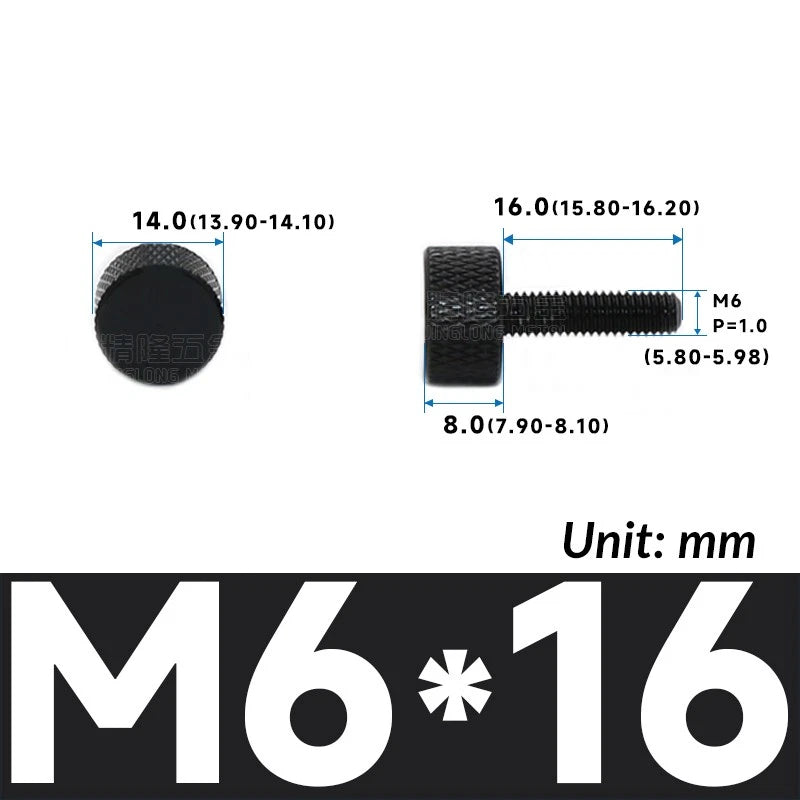 M6 Knurled Thumb Screws Aluminum Alloy DIY Hand Tighten Grip Knob Adjustmen Bolt