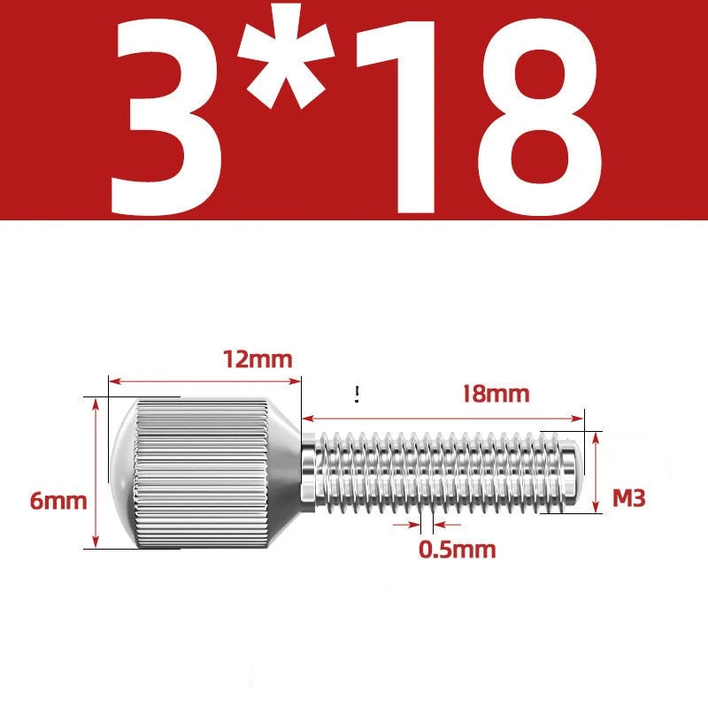 Knurled Thumb Screws – 304 Stainless Steel Small Head Thumbscrew Bolts M2–M8