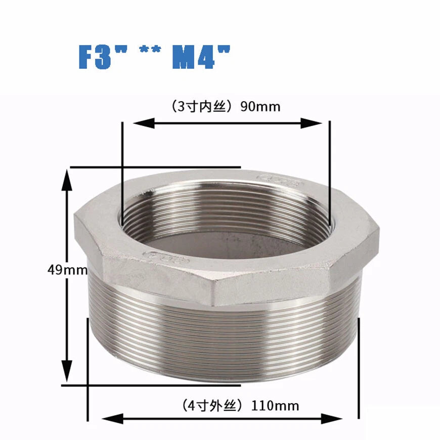 BSP Male to Female Reducing Bush — Stainless Steel Pipe Fitting Adapter