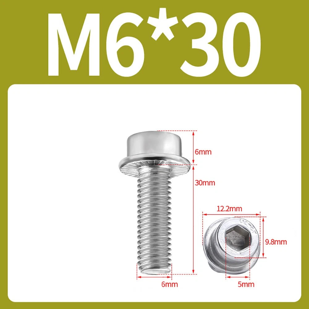 M5–M12 Flange Cap Head Hex Socket Screws – 304 Stainless Steel, Fully Threaded (8–60mm)