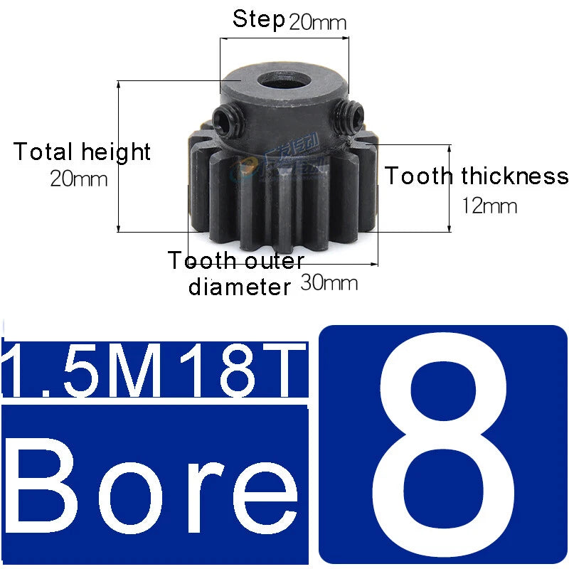 1.5Mod 45# Steel Spur Gears 10-150T Pinion Gear With Step Motor Gear Bore 5-25mm