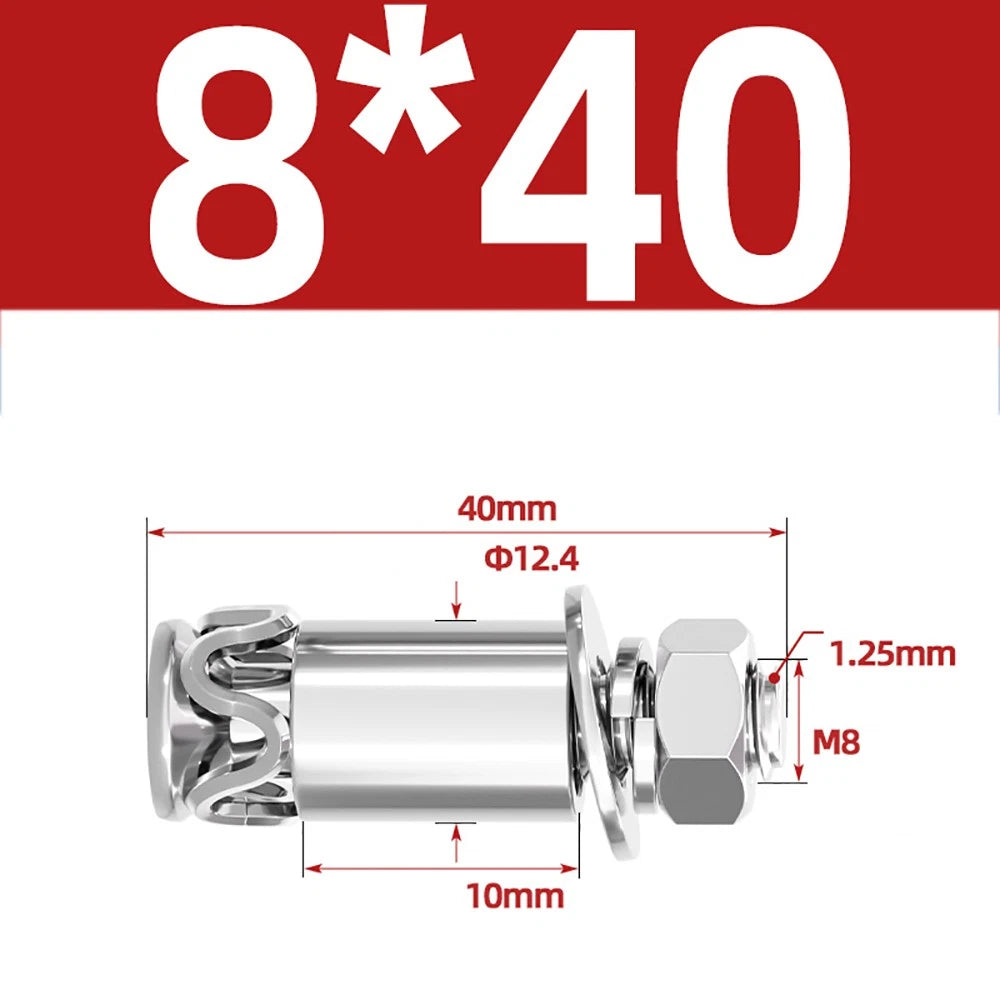 M6 M8 Stainless Steel Expansion Bolts for Marble & Concrete — 304 / 201 SS, 20–40mm