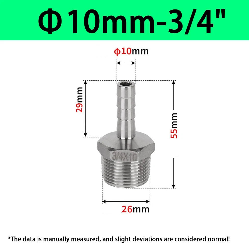 Male NPT Hose Barb Adapter Fittings – 316L Stainless Steel