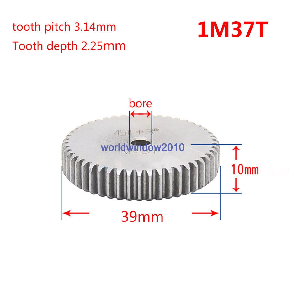45# Steel Spur Gear 1M12T-1M100T Metal Mod 1 Pinion Gear 12-100 Tooth Moter Gear