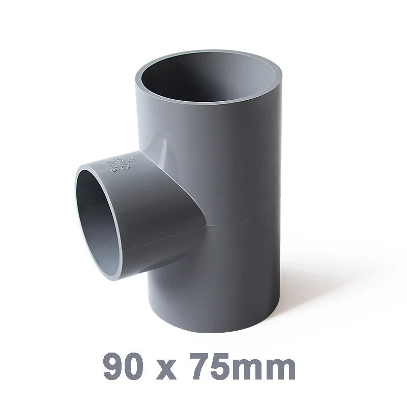 PVC Reducing Tee Pipe & Fittings Solvent Weld Pressure Adapter Connector Grey