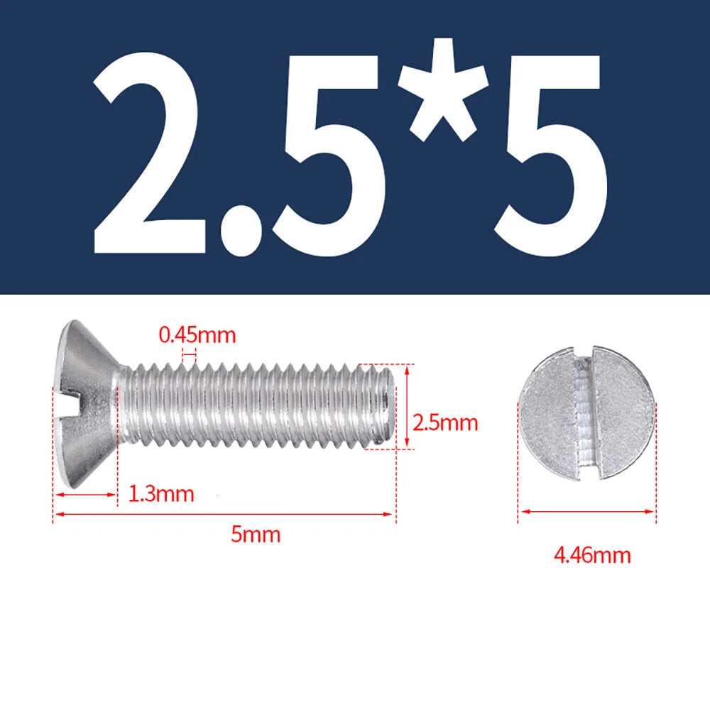 M1.6–M8 A2 Stainless Steel Flat Head Slotted Machine Screws | Countersunk Bolts