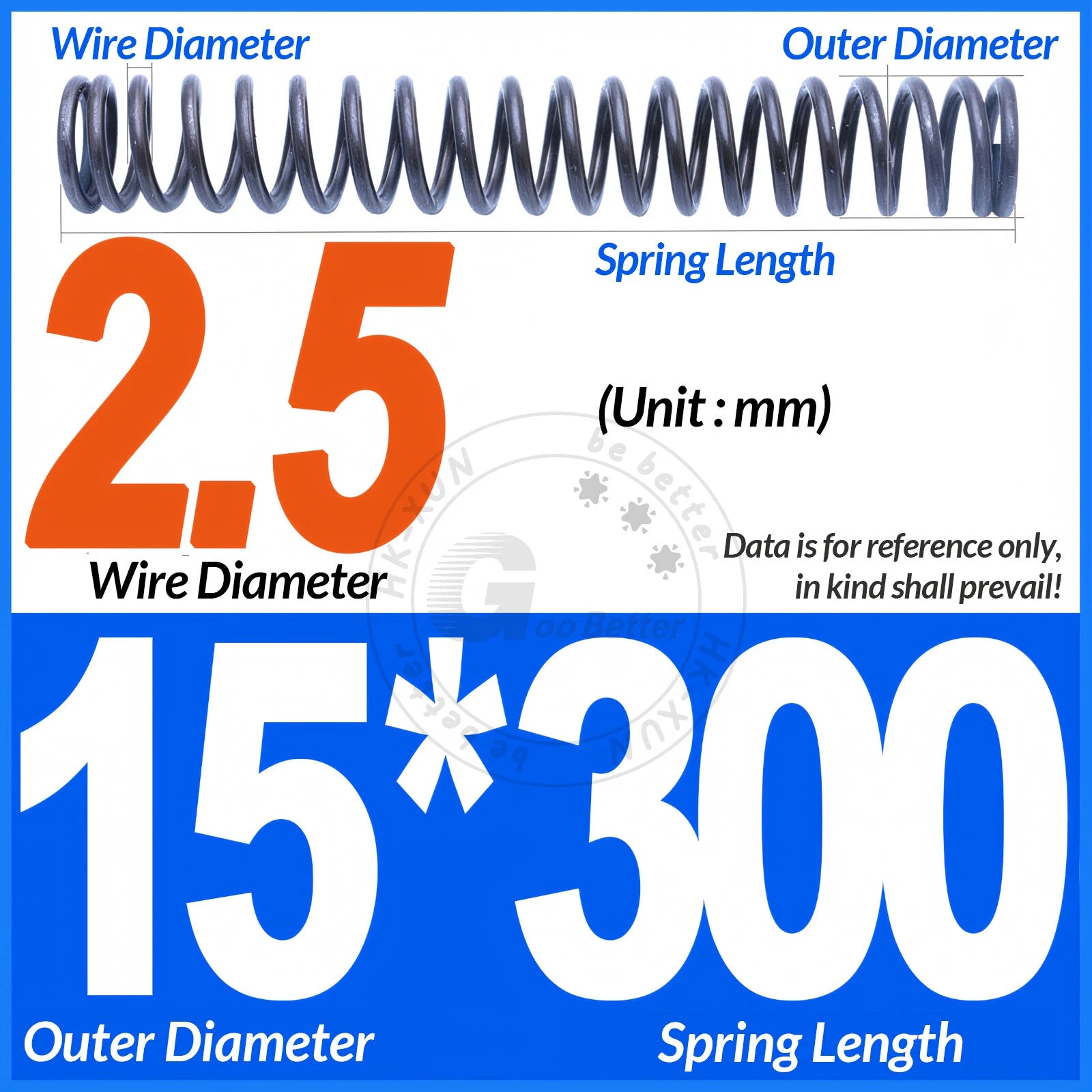 Length 305mm Compression Spring Pressure Springs OD 3-60mm Wire Dia 0.3mm-6.0mm