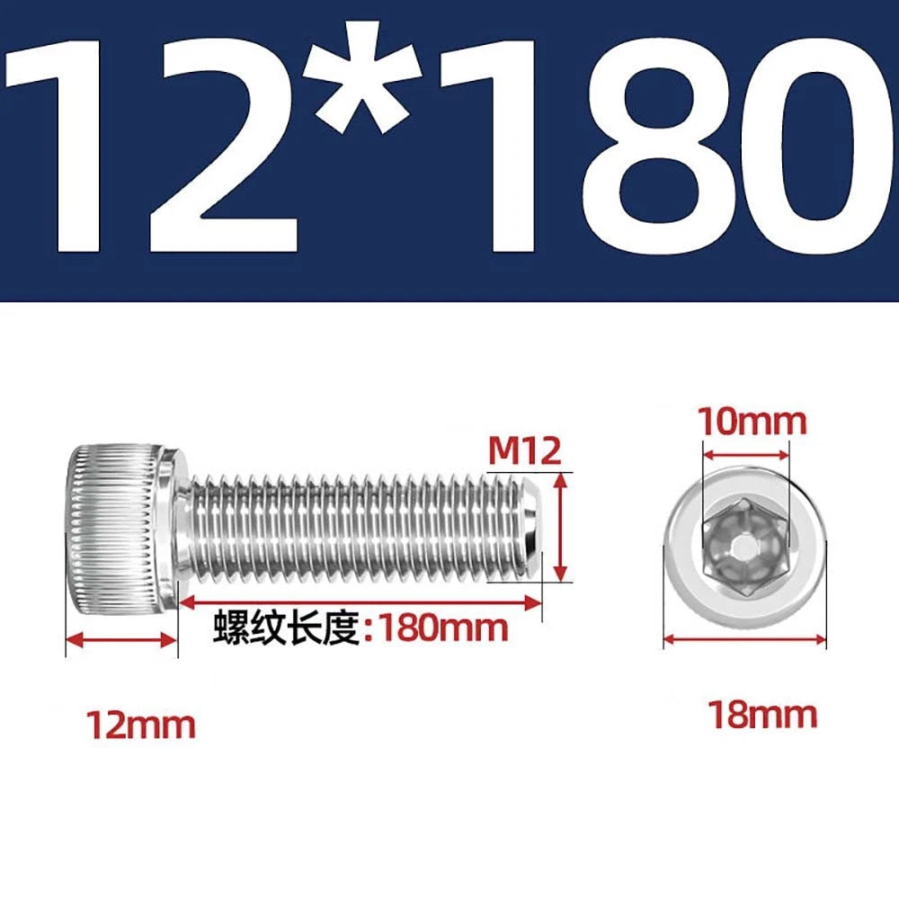 Socket Head Cap Screws – A2 Stainless Steel, M6 to M24, Hex Drive (DIN 912)