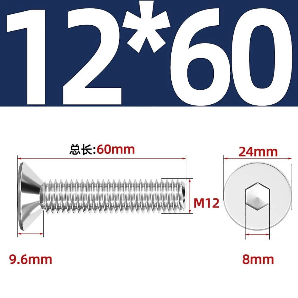 Countersunk Hex Socket Screws – A2 Stainless Steel, M2 to M16, DIN 7991, Fully Threaded