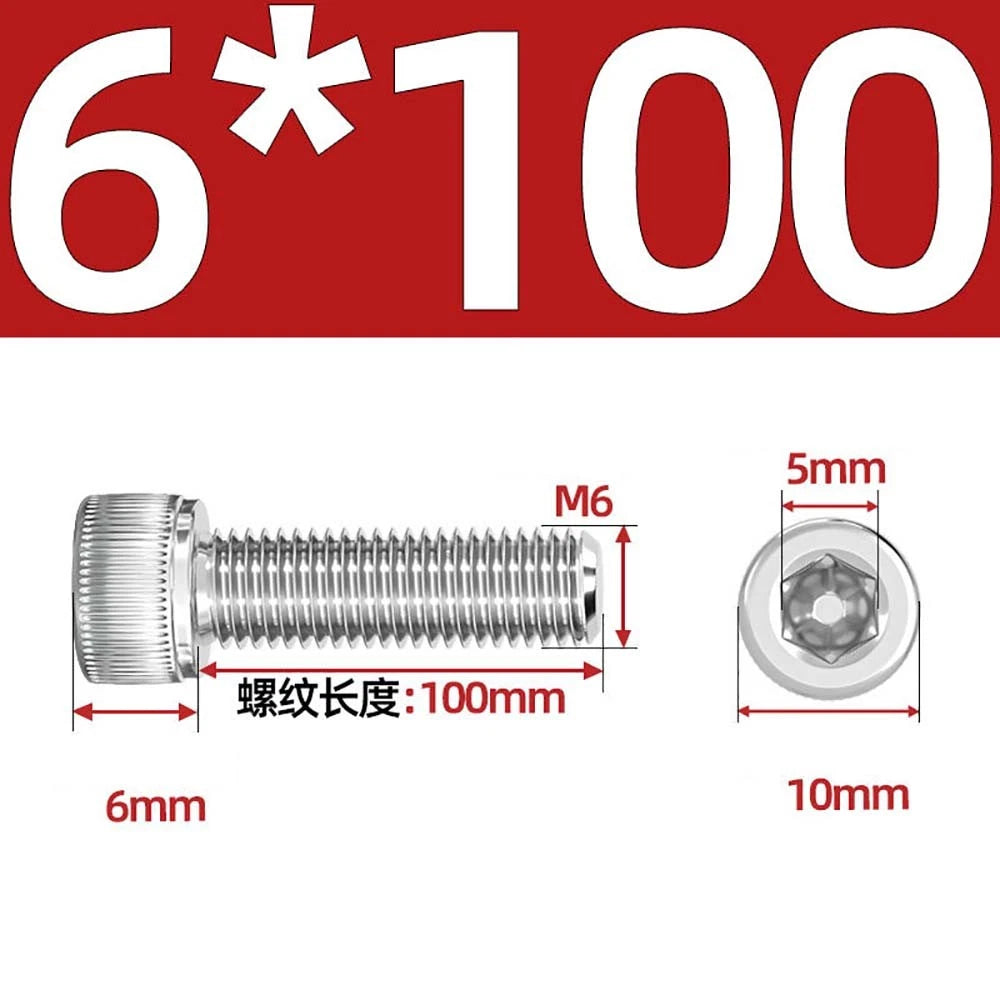 Socket Head Cap Screws – A2 Stainless Steel, M6 to M24, Hex Drive (DIN 912)