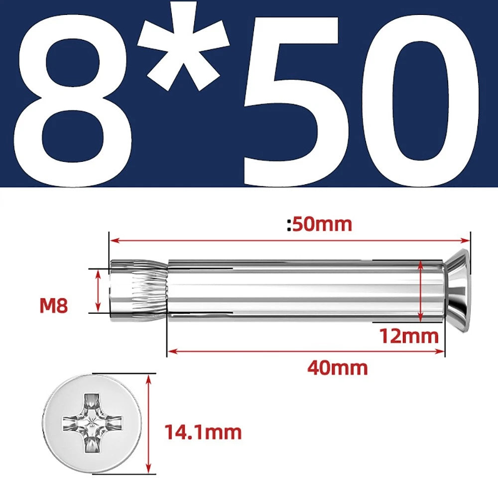 Sleeve Anchor Countersunk Phillips Expansion Bolts M6–M12 | 304/201 SS & Zinc