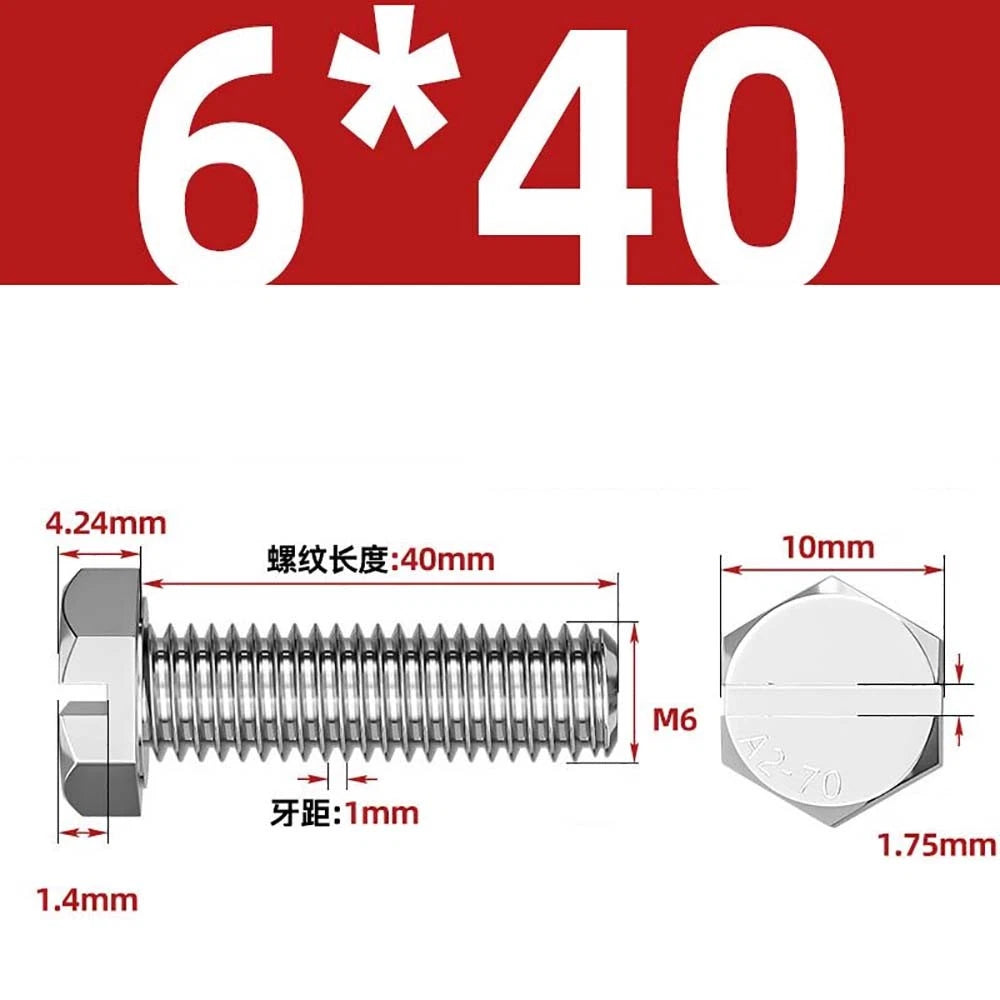 External Hex Slotted Machine Screws – A2 Stainless Steel, M4 to M16, Fully Threaded