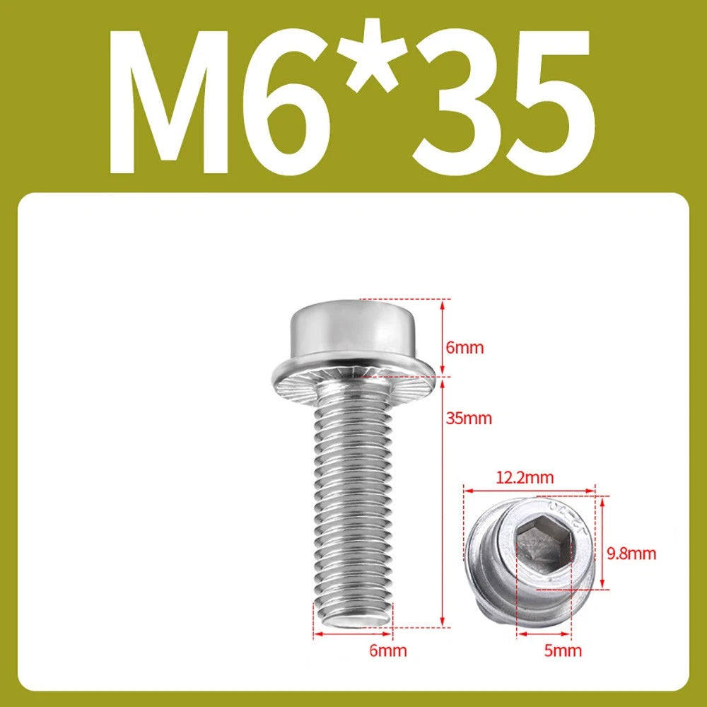 M5–M12 Flange Cap Head Hex Socket Screws – 304 Stainless Steel, Fully Threaded (8–60mm)