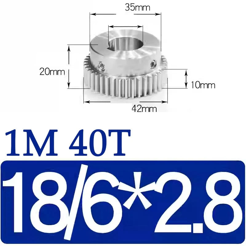 Spur Gears 1M Transmission Gear With Step Stainless Steel Motor Gear 32~50 Teeth