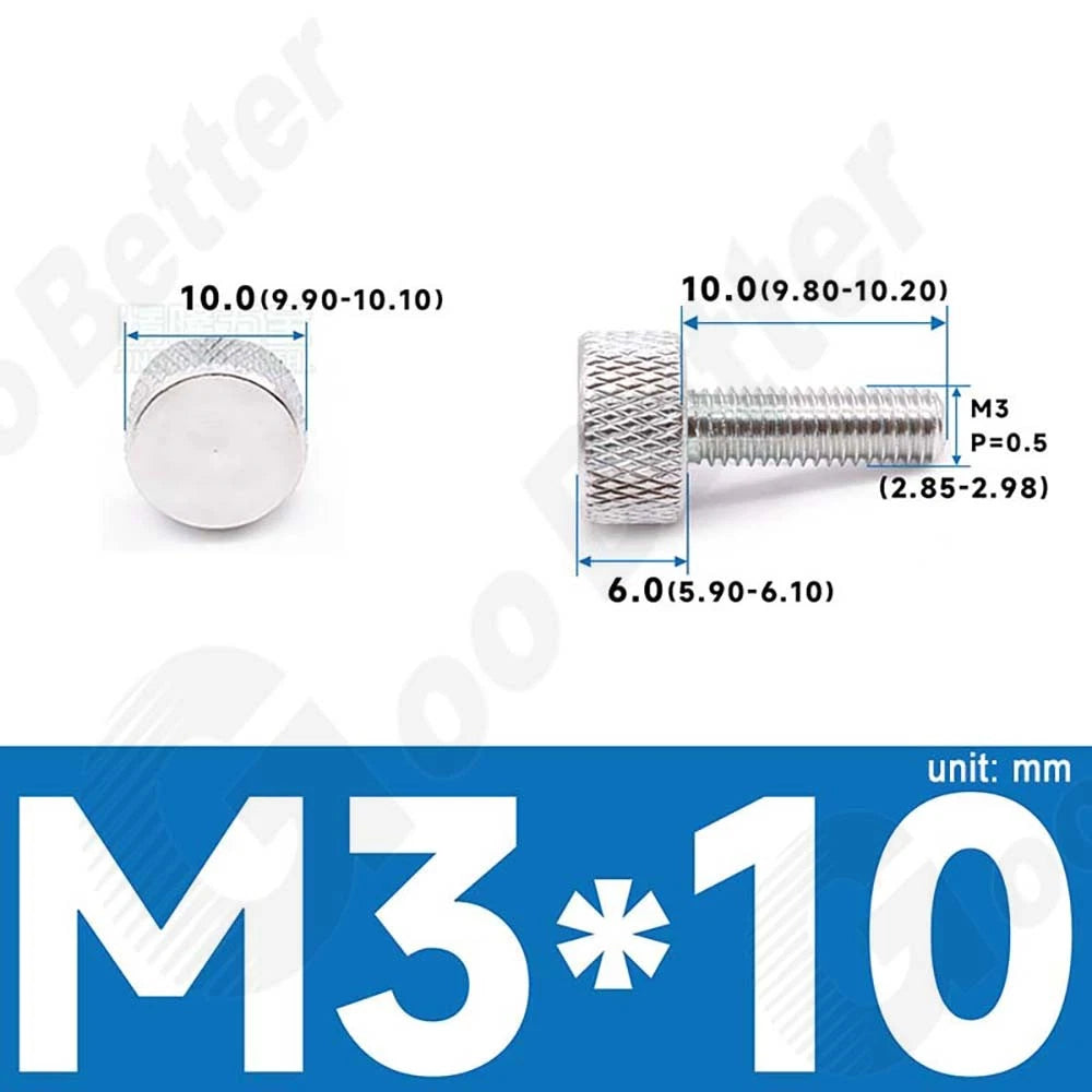 M3 M4 Knurled Thumb Screws – Aluminum Alloy Flat Head Hand Knob Bolts