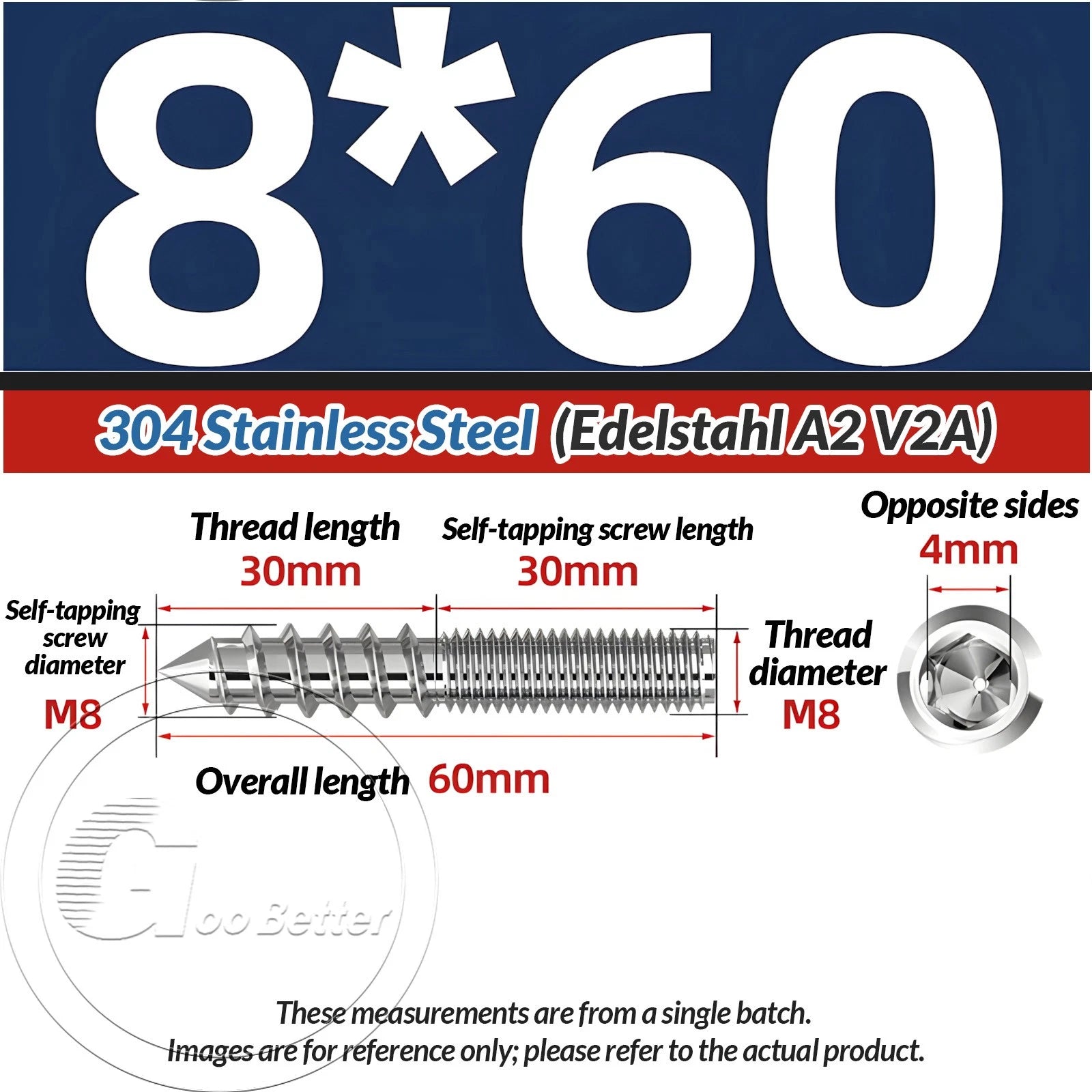 STAINLESS STEEL Wood To Metal Dowels Hanger Bolts Dual Thread Screws Furniture
