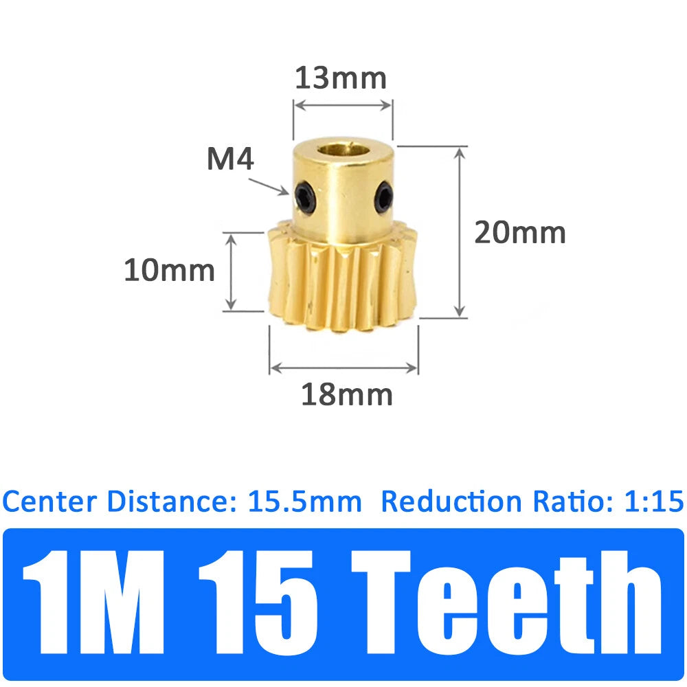 0.5/0.8/1/1.5 Module, 20 to 60 Teeth, Brass Worm Wheel Gear Shaft Hole 4mm-12mm