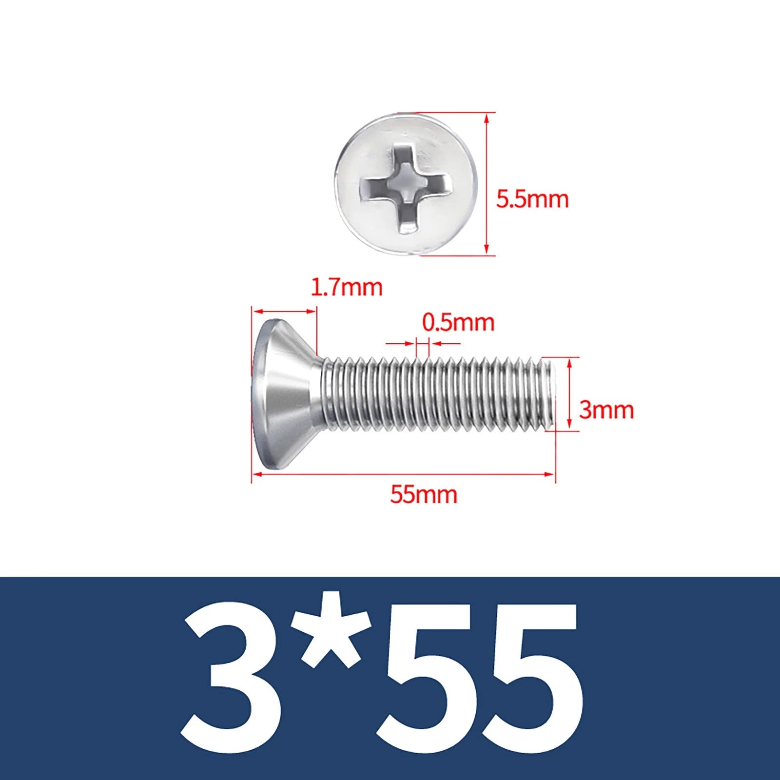 M3–M10 Phillips Countersunk Machine Screws – A2 Stainless Steel, Flat Head, Fully Threaded (3–100mm Overall Length)