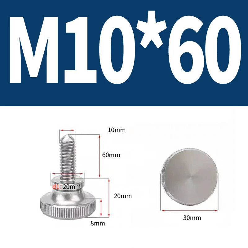 Knurled Thumb Screws Flat Round Head Grip Knob Adjustment Stainless Steel M8 M10