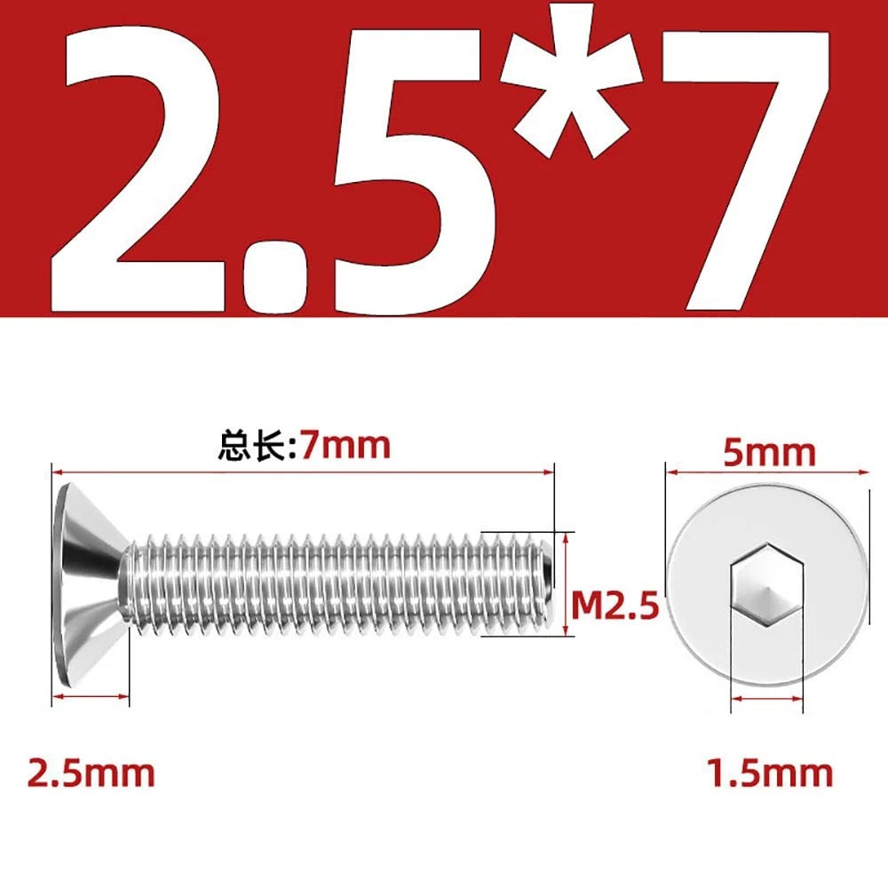 Countersunk Hex Socket Screws – A2 Stainless Steel, M2 to M16, DIN 7991, Fully Threaded